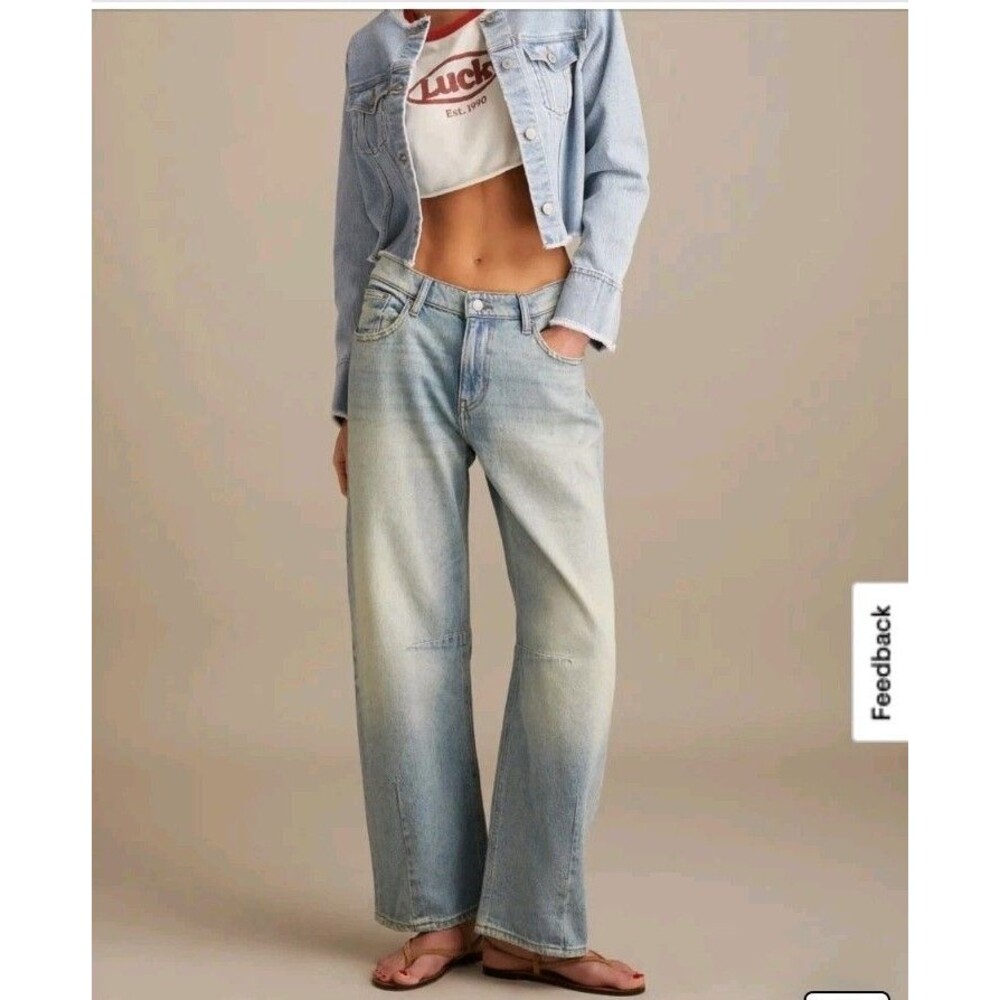 Lucky Brand Barrel Wide Leg Women's Jeans Size 10/30R Saddle Up Wash